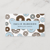 Patroon van blauwe donuts, koekjeswinkel, gebak visitekaartje (Voorkant)
