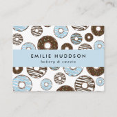 Patroon van blauwe donuts, koekjeswinkel, gebak visitekaartje (Voorkant)