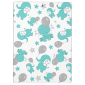 Patroon van blauwe olifanten, sterren, Jouw naam Klembord (Achterkant)