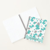 Patroon van blauwe olifanten, sterren, Jouw naam Notitieboek (Binnen)