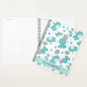 Patroon van blauwe olifanten, sterren, Jouw naam Planner (Display)
