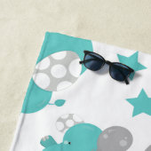 Patroon van blauwe olifanten, sterren, Jouw naam Strandlaken (In situ)