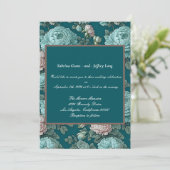 Patroon van blauwe pioenen op een groene achtergro kaart (Staand voorkant)