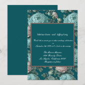 Patroon van blauwe pioenen op een groene achtergro kaart (Voorkant / Achterkant)