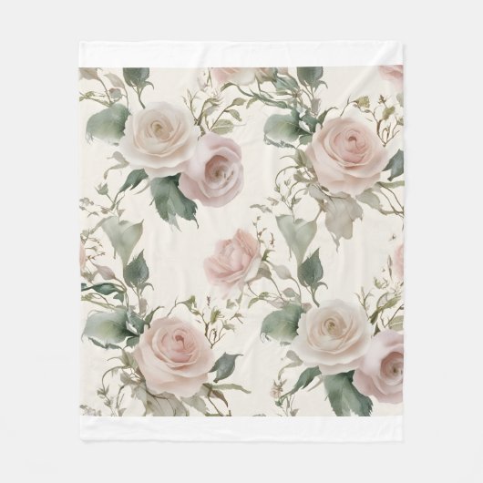 patroon van bloeiende Rozen Fleece Deken (Voorkant)