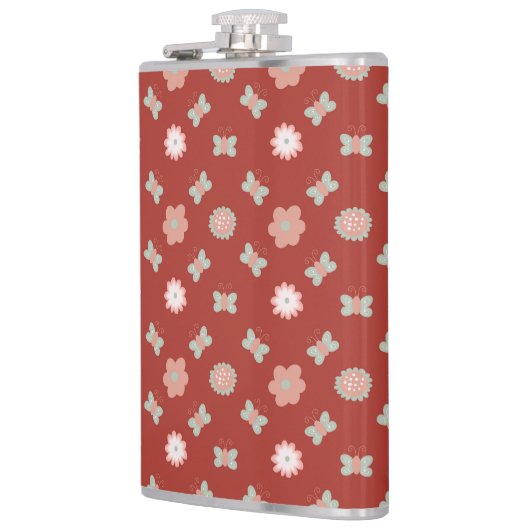 patroon van bloem en vlinder heupfles (Links)