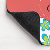 Patroon van bloemen, groene strepen, monogram muismat (Hoek)