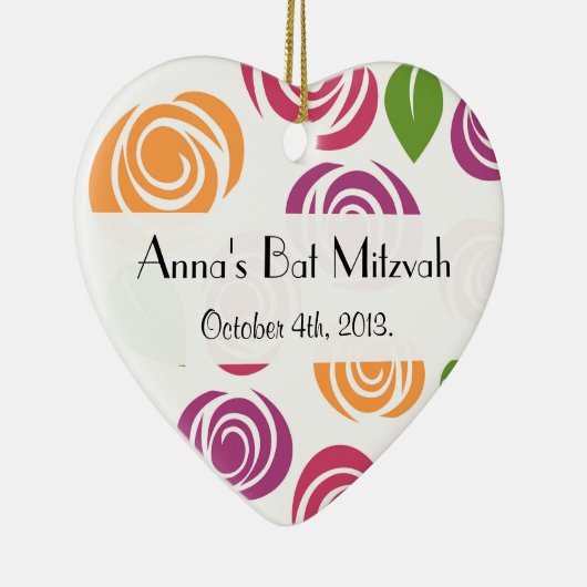 patroon van bloemen, kleurrijke bloemen, BBT Mitzv Keramisch Ornament (Rechts)