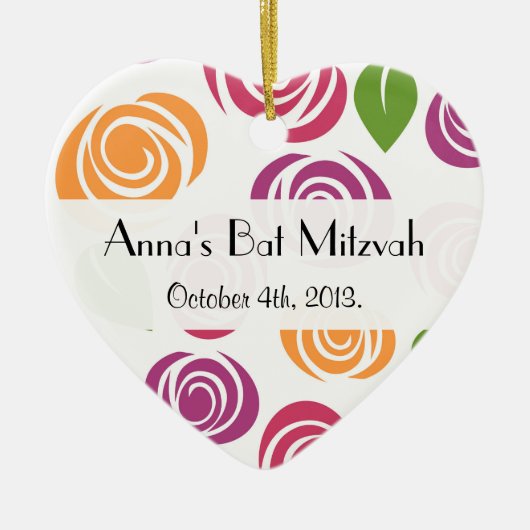 patroon van bloemen, kleurrijke bloemen, BBT Mitzv Keramisch Ornament (Voorkant)