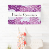 patroon van bloemen, Paarse Dahlia, Quinceanera Spandoek (Insitu)