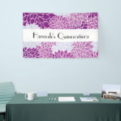 patroon van bloemen, Paarse Dahlia, Quinceanera Spandoek (Beurs)