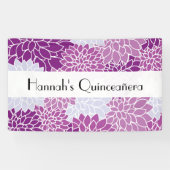 patroon van bloemen, Paarse Dahlia, Quinceanera Spandoek (Horizontaal)