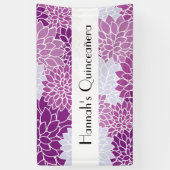 patroon van bloemen, Paarse Dahlia, Quinceanera Spandoek (Verticaal)