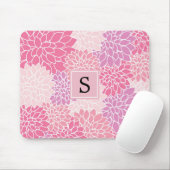 Patroon van bloemen, roze dahlia bloemen, monogram muismat (Met muis)