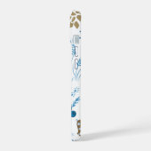 Patroon van bomen, uilen, pijnbomen en sneeuwvlokk iPhone 15 case (Linkerkant)