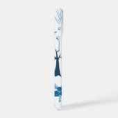 Patroon van bomen, uilen, pijnbomen en sneeuwvlokk iPhone 15 case (Rechterkant)