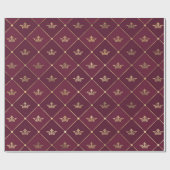 patroon van Bourgogne Red en gouden kroonpatronen Cadeaupapier (Vlak)