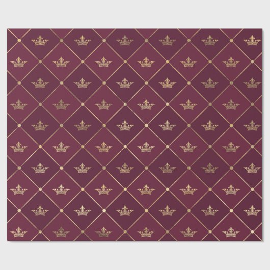 patroon van Bourgogne Red en gouden kroonpatronen Cadeaupapier (Vlak)