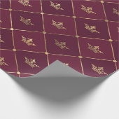 patroon van Bourgogne Red en gouden kroonpatronen Cadeaupapier (Hoek)