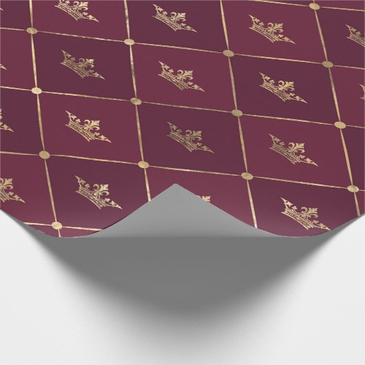  patroon van Bourgogne Red en gouden kroonpatronen Cadeaupapier (Hoek)