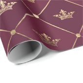 patroon van Bourgogne Red en gouden kroonpatronen Cadeaupapier (Rol Hoek)