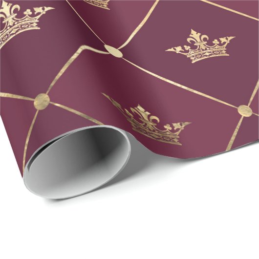  patroon van Bourgogne Red en gouden kroonpatronen Cadeaupapier (Rol Hoek)