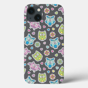 patroon van cartoonuilen iPhone 13 hoesje