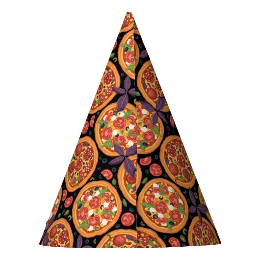 patroon van coole pizzafeestjes feesthoedjes (Achterkant)