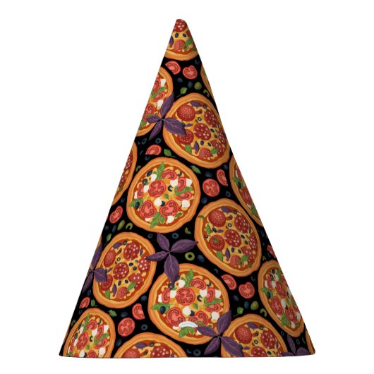 patroon van coole pizzafeestjes feesthoedjes (Rechts)