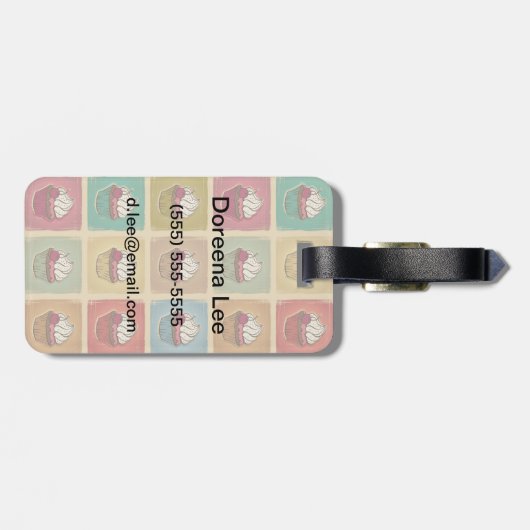  patroon van cupcakes bagagelabel (Achterkant horizontaal)