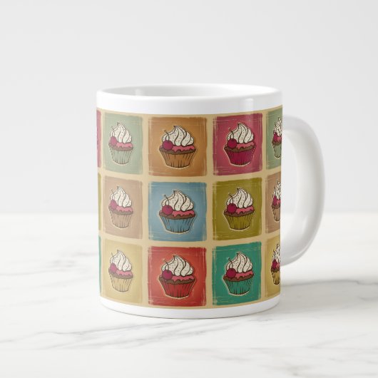patroon van cupcakes grote koffiekop (Voorkant rechts)