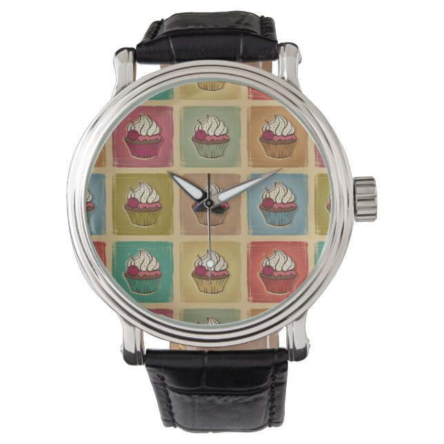  patroon van cupcakes horloge (Voorkant)