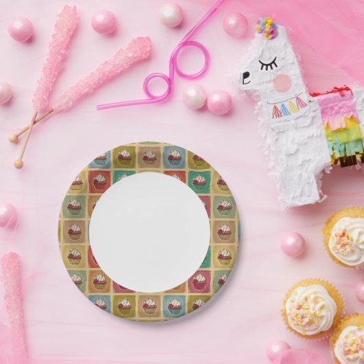  patroon van cupcakes papieren bordje (Feest)