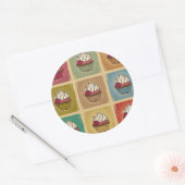 patroon van cupcakes ronde sticker (Envelop)