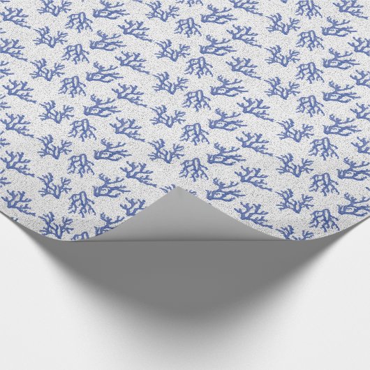 patroon van de blauwe en witte zee koraallegering cadeaupapier (Hoek)