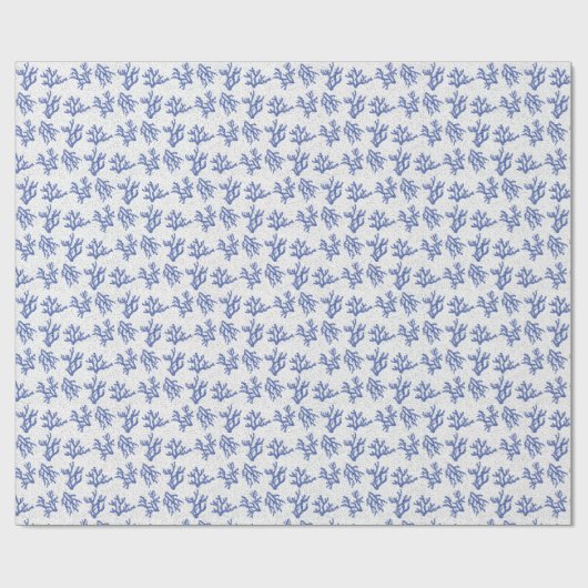 patroon van de blauwe en witte zee koraallegering cadeaupapier (Vlak)