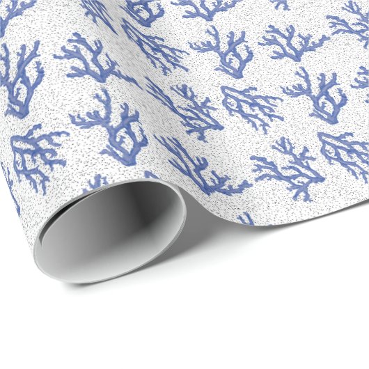 patroon van de blauwe en witte zee koraallegering cadeaupapier (Rol Hoek)