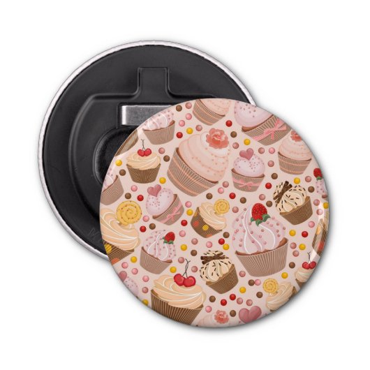 Patroon van de cakejes button flesopener (Voorkant)