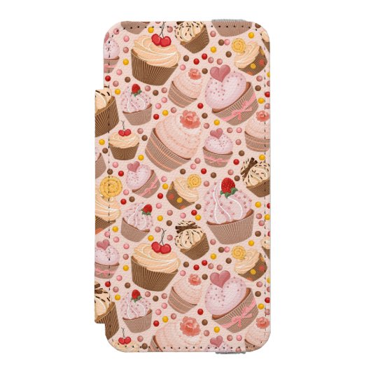 Patroon van de cakejes incipio iPhone portemonnee hoesje (Voorkant Agenda)