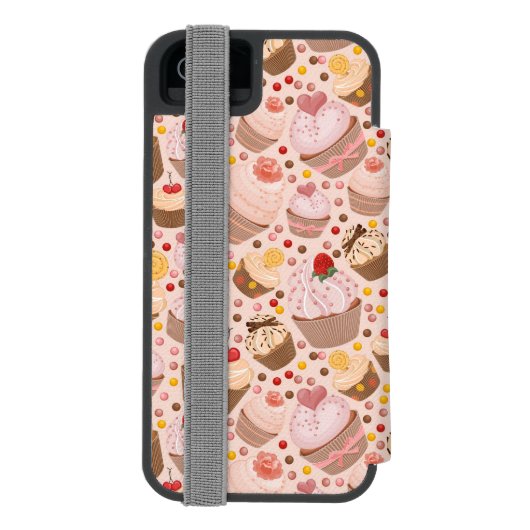 Patroon van de cakejes incipio iPhone portemonnee hoesje (Agenda Achterkant)