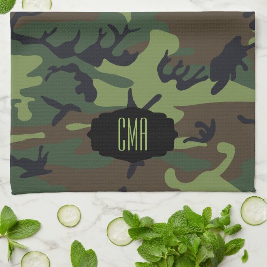 Patroon van de Camouflage van het monogram het Theedoek (Gevouwen)