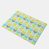 Patroon van de Chevron van Aqua het Blauwe Gele Deurmat (Schuin)