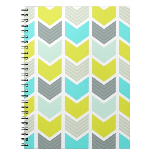 Patroon van de Chevron van Aqua het Blauwe Gele Notitieboek (Voorkant)
