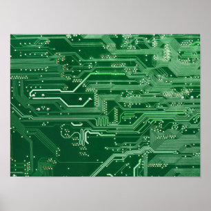 patroon van de computer met groene elektronische s poster