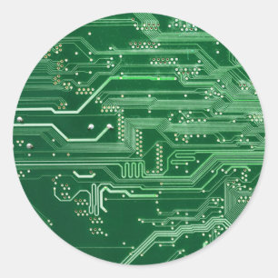 patroon van de computer met groene elektronische s ronde sticker