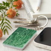 patroon van de computer met groene elektronische s sleutelhanger (Voorkant Rechts)