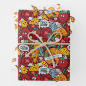 patroon van de coole kant-en-klare pizzapartij inpakpapier vel (In situ)