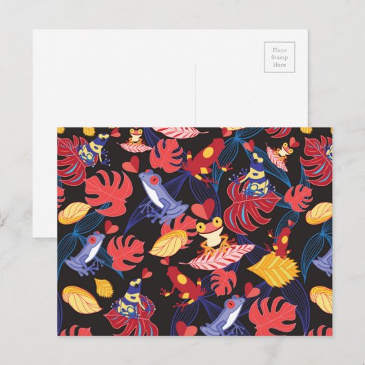 Patroon van de geliefden kikkers 2 briefkaart (Voorkant / Achterkant)