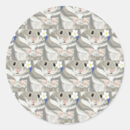Patroon van de grijze hamster ronde sticker