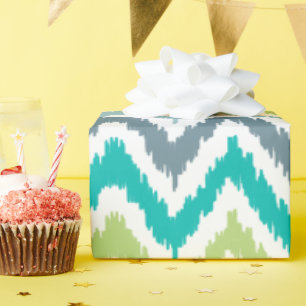 Patroon van de Groene Aqua Grey Zigzags Cadeaupapier